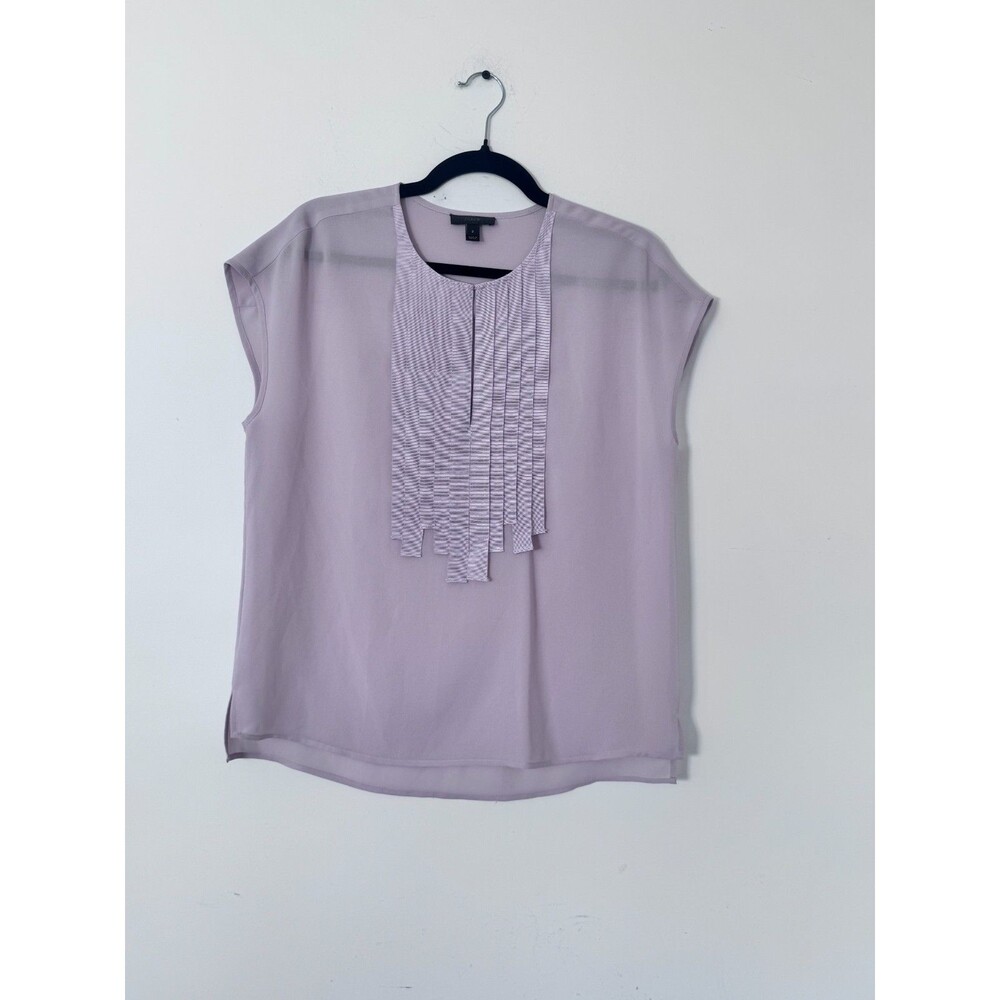 J.Crew Womens Size 2 Sheer Blouse Purple Pleated Keyhole Office Work Top